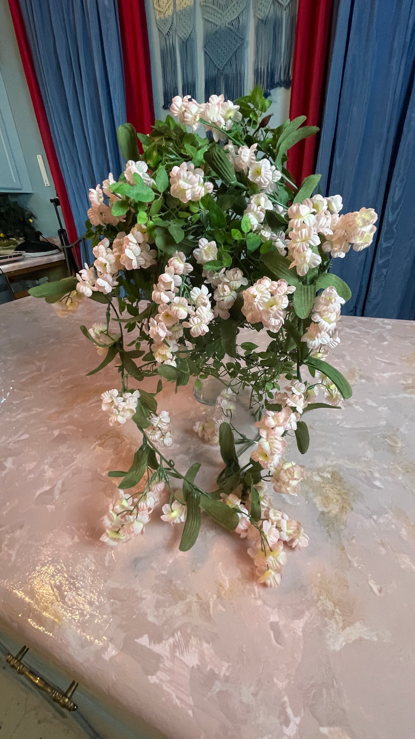 RENTAL BRIDAL BOUQUET GREENERY TINY ROSES RED PINK