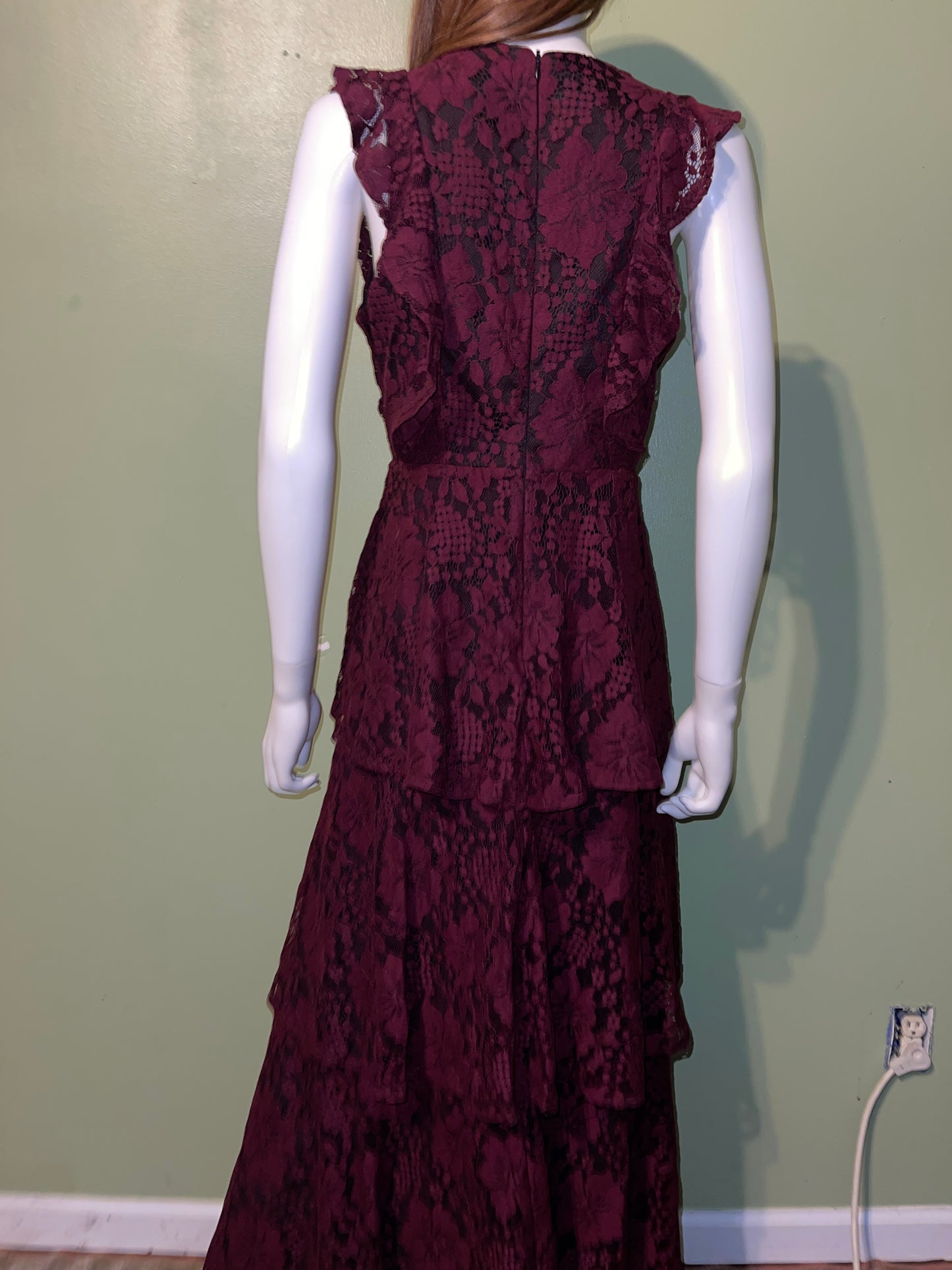 ANTIQUE STYLE DRESS RENTAL RED BURGUNDY LACE VICTORIAN GOTH WEDDING DRESS