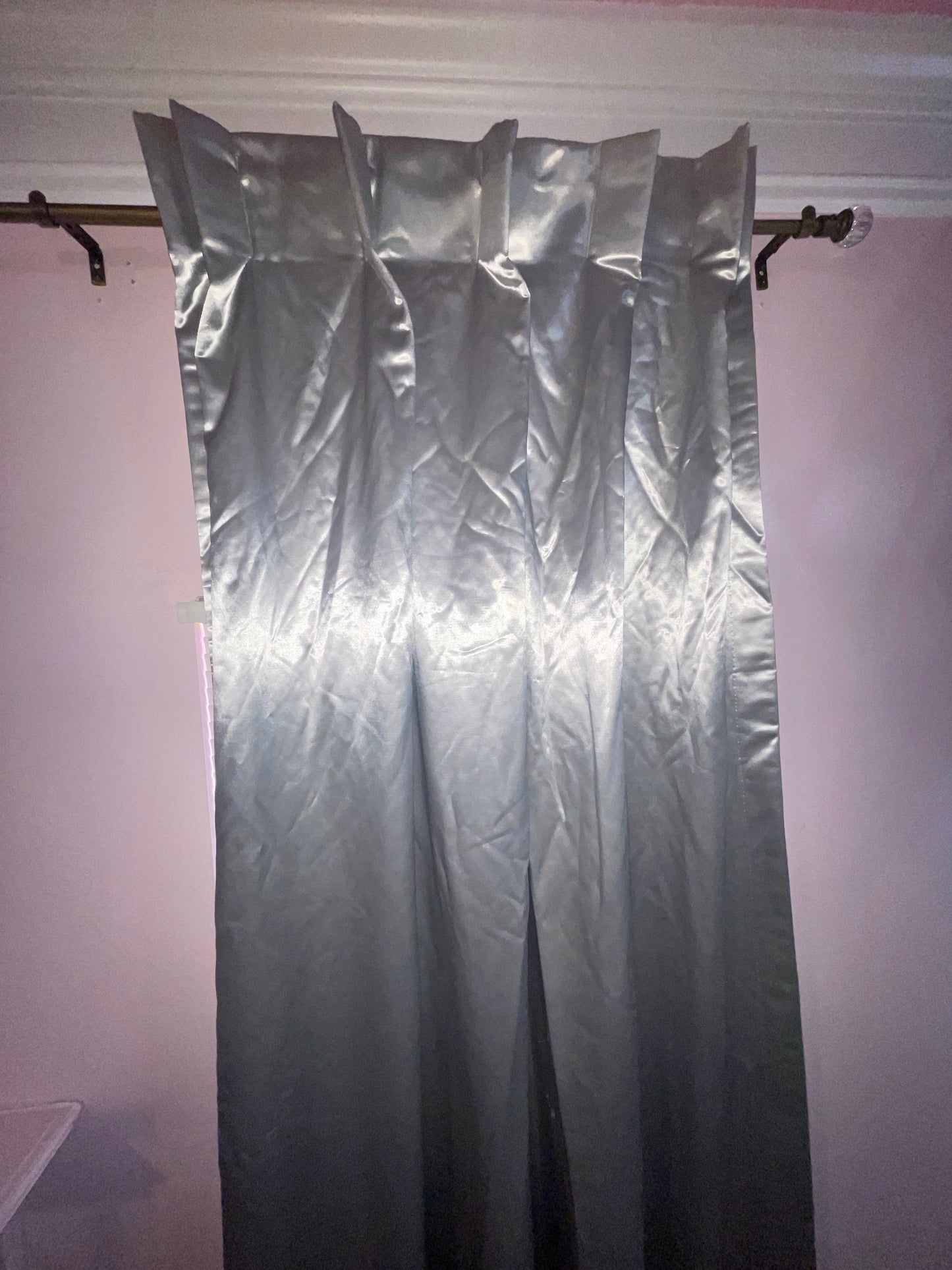 CURTAIN RENTALSILVER SATIN HEAVY