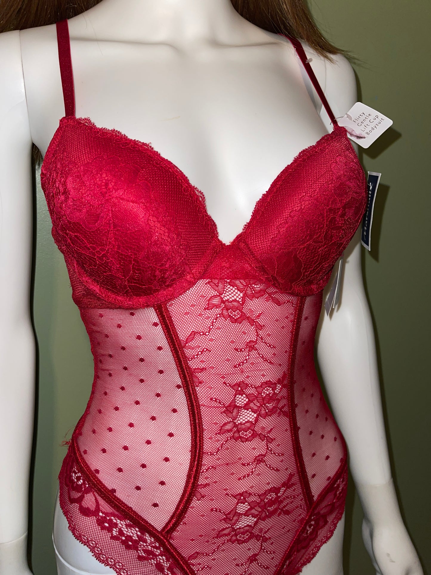 BUY NOW - RED SHEER LACE LINGERIE BODYSUIT FRENCH lace padded bra