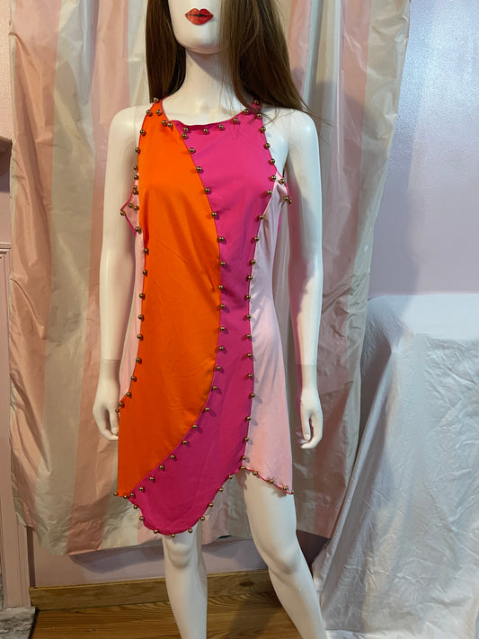 Pink Orange Gold Jester Dress