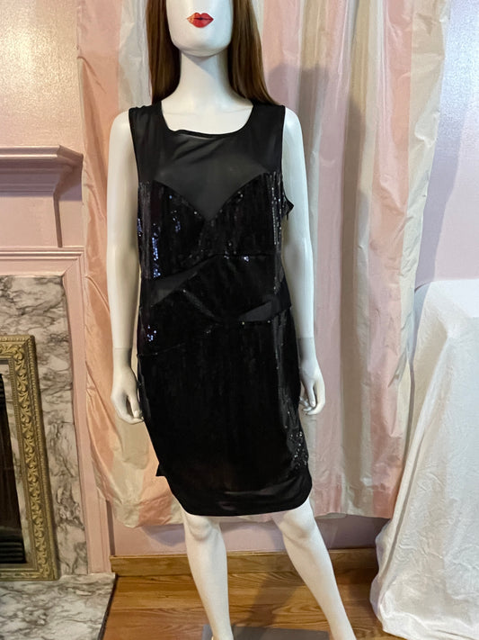 Goth Victorian Flapper Sequin Sheer Dress Sheath