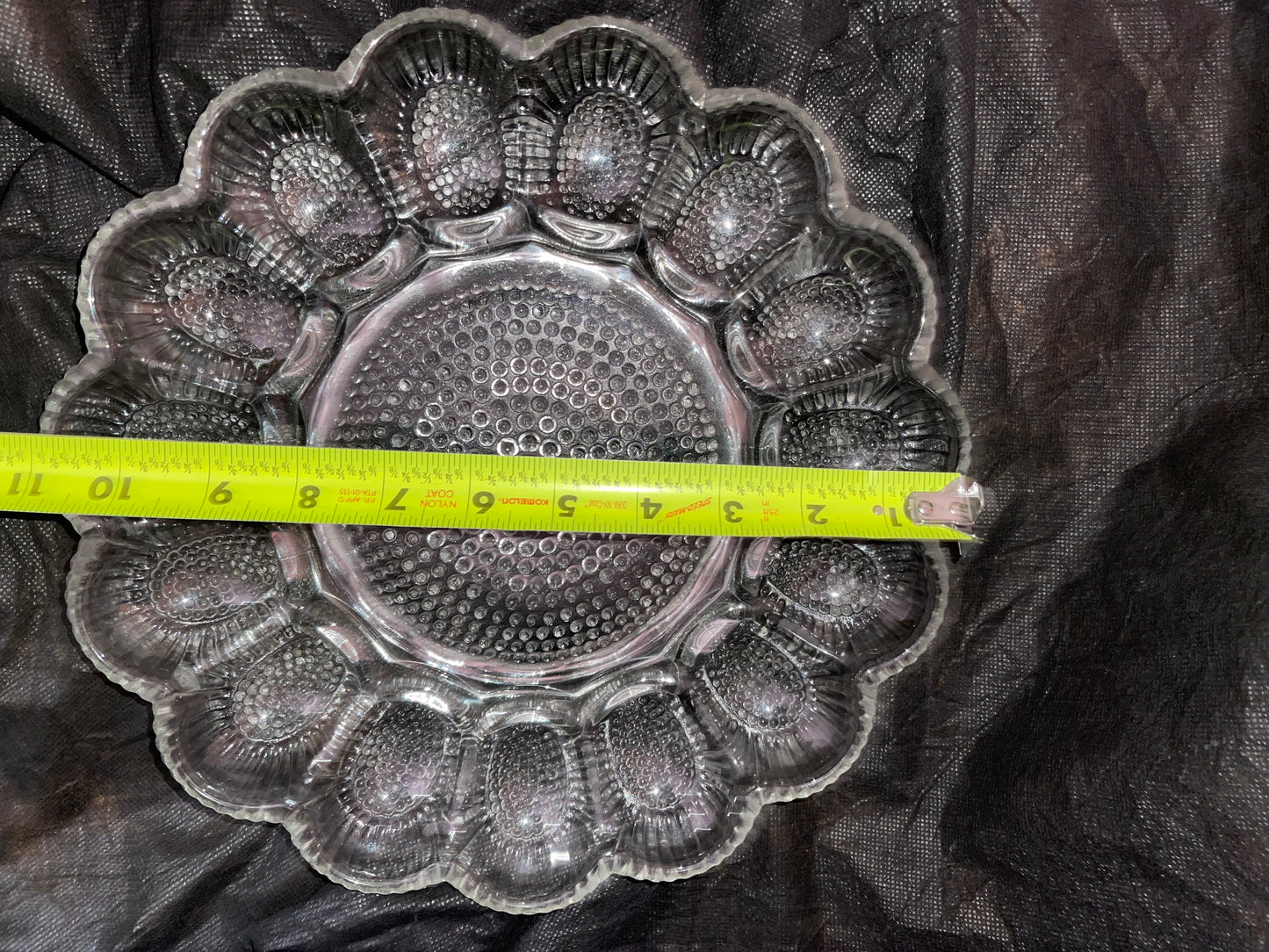 DISH RENTAL VINTAGE GLASS crystal DEVILED EGGS SERVING PLATTER French Italian ornate