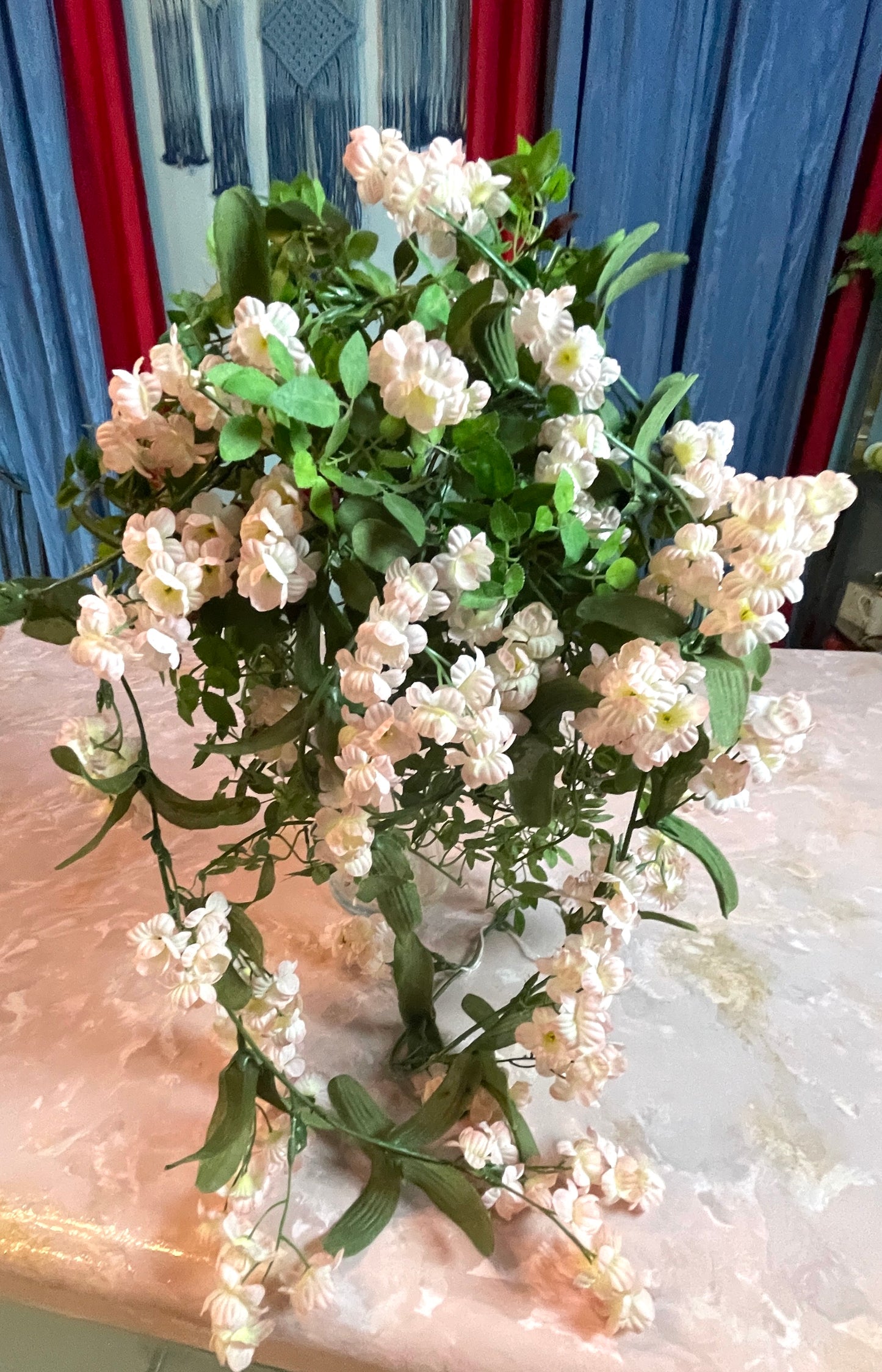 RENTAL BRIDAL BOUQUET GREENERY TINY ROSES RED PINK
