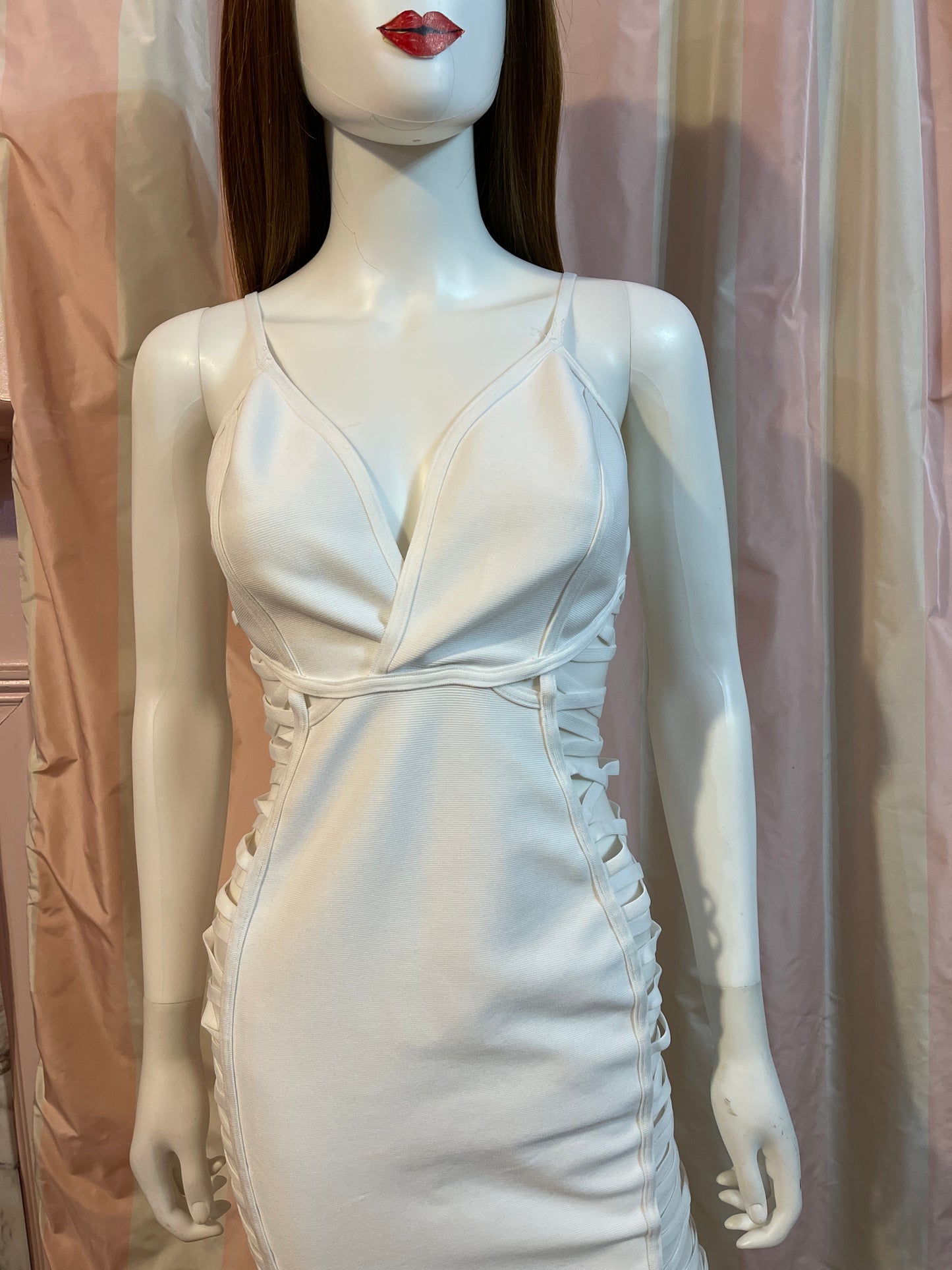 White Plunge Open Sides Bodycon Dress