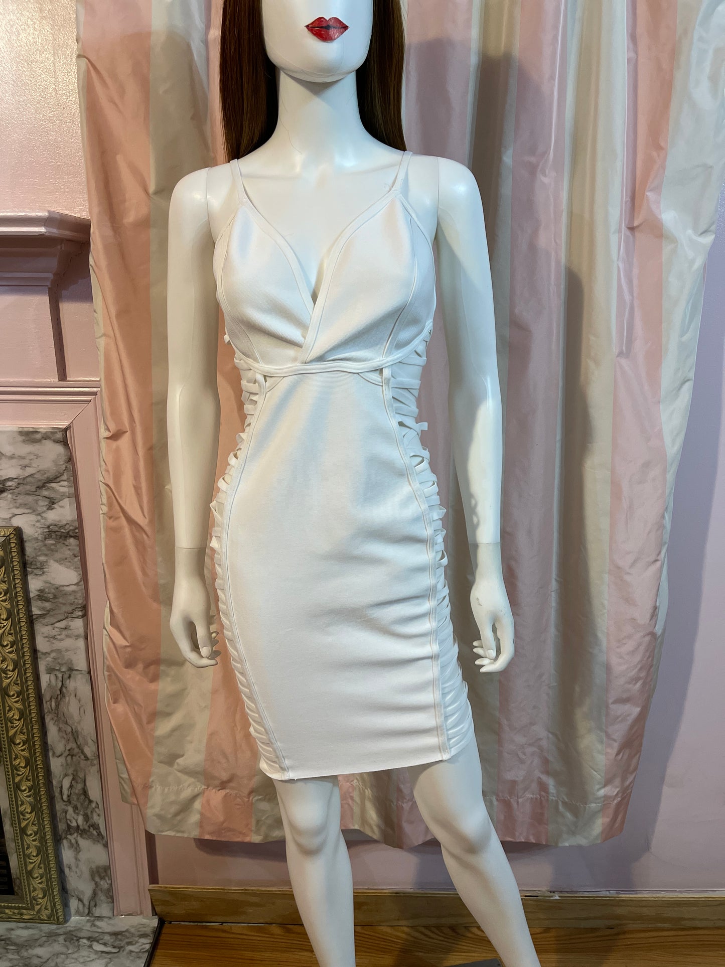 White Plunge Open Sides Bodycon Dress