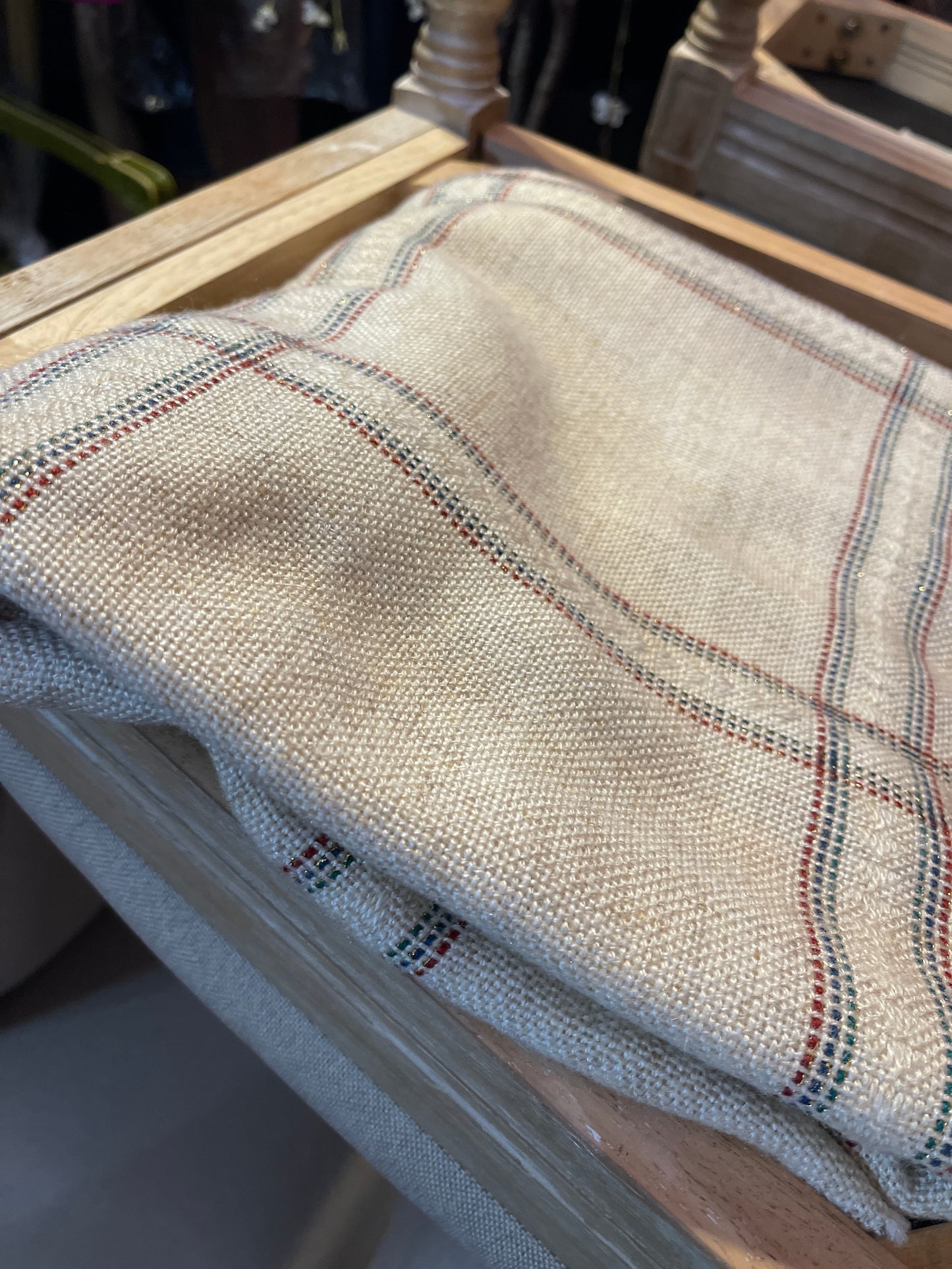 FABRIC RENTAL beige red green gokd blue canvas holiday country MEDIUM WEIGHT FABRIC PIECE