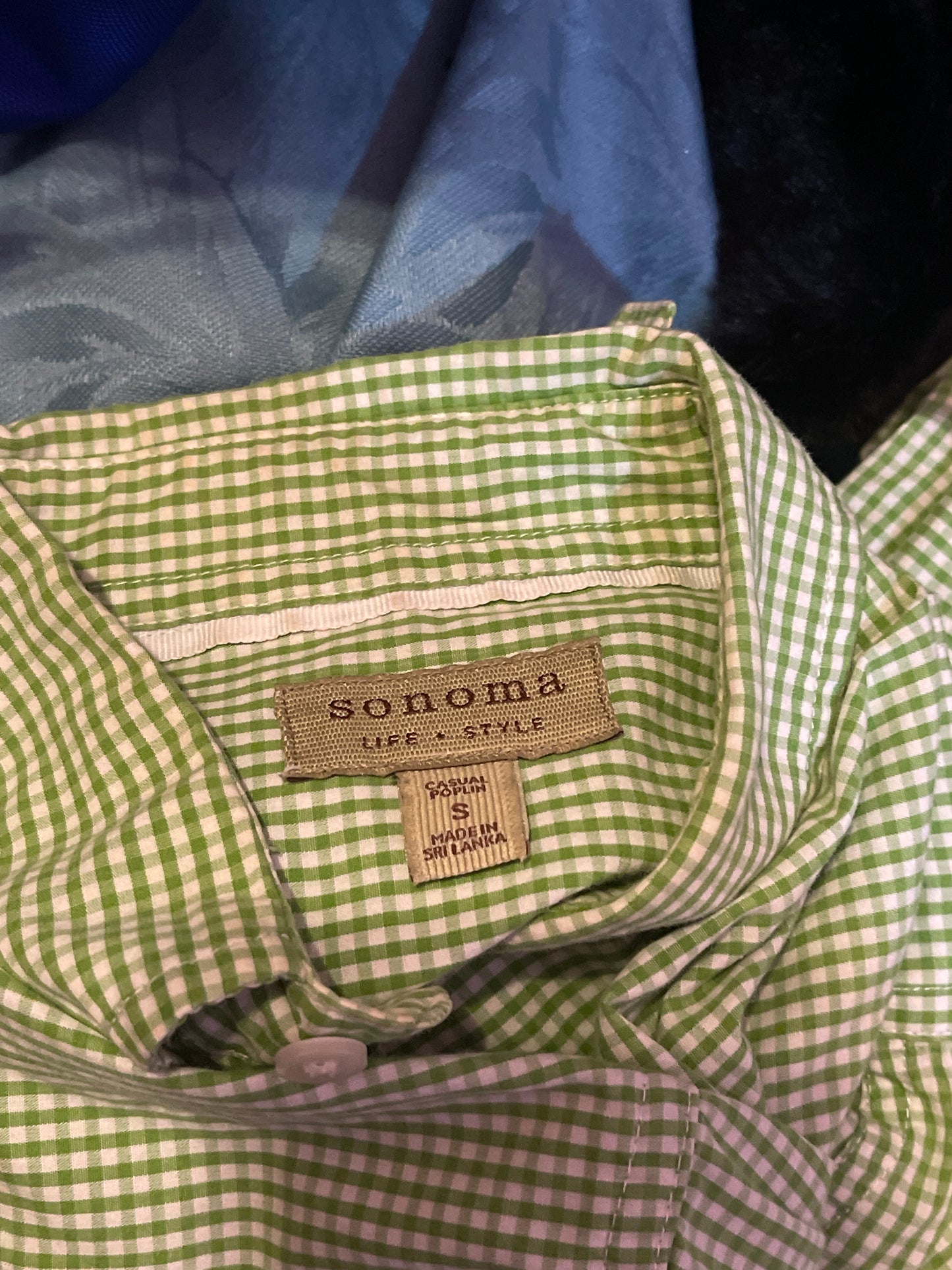 Green Checked Gingham Cotton Button Down Shirt