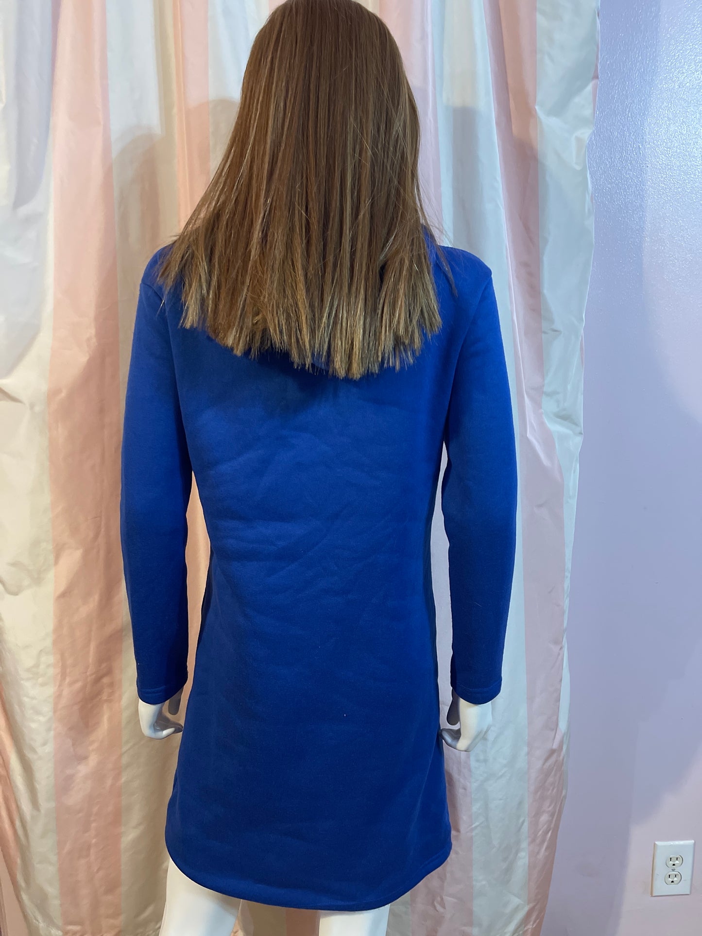 Royal Blue Sweatshirt Pullover Dress Hoodie