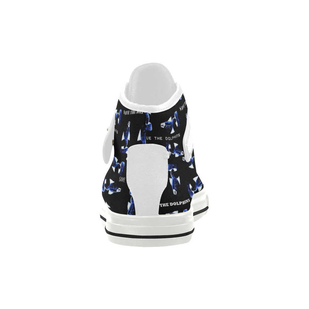 Fabric59 save the dolphins black panel 3 mb Aquila Strap Women's Shoes (Model 1202) e-joyer