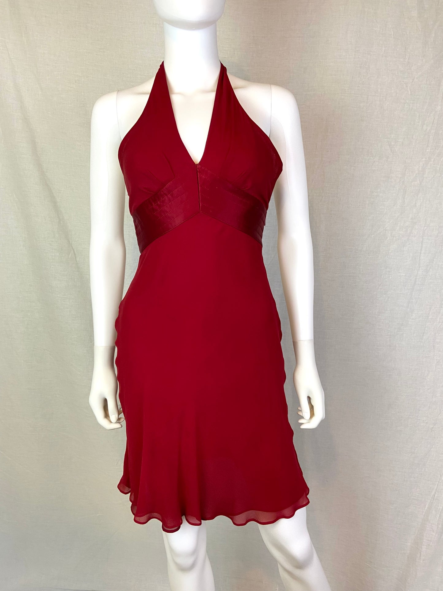 Vintage Express Red Silk Marilyn Monroe Halter Dress