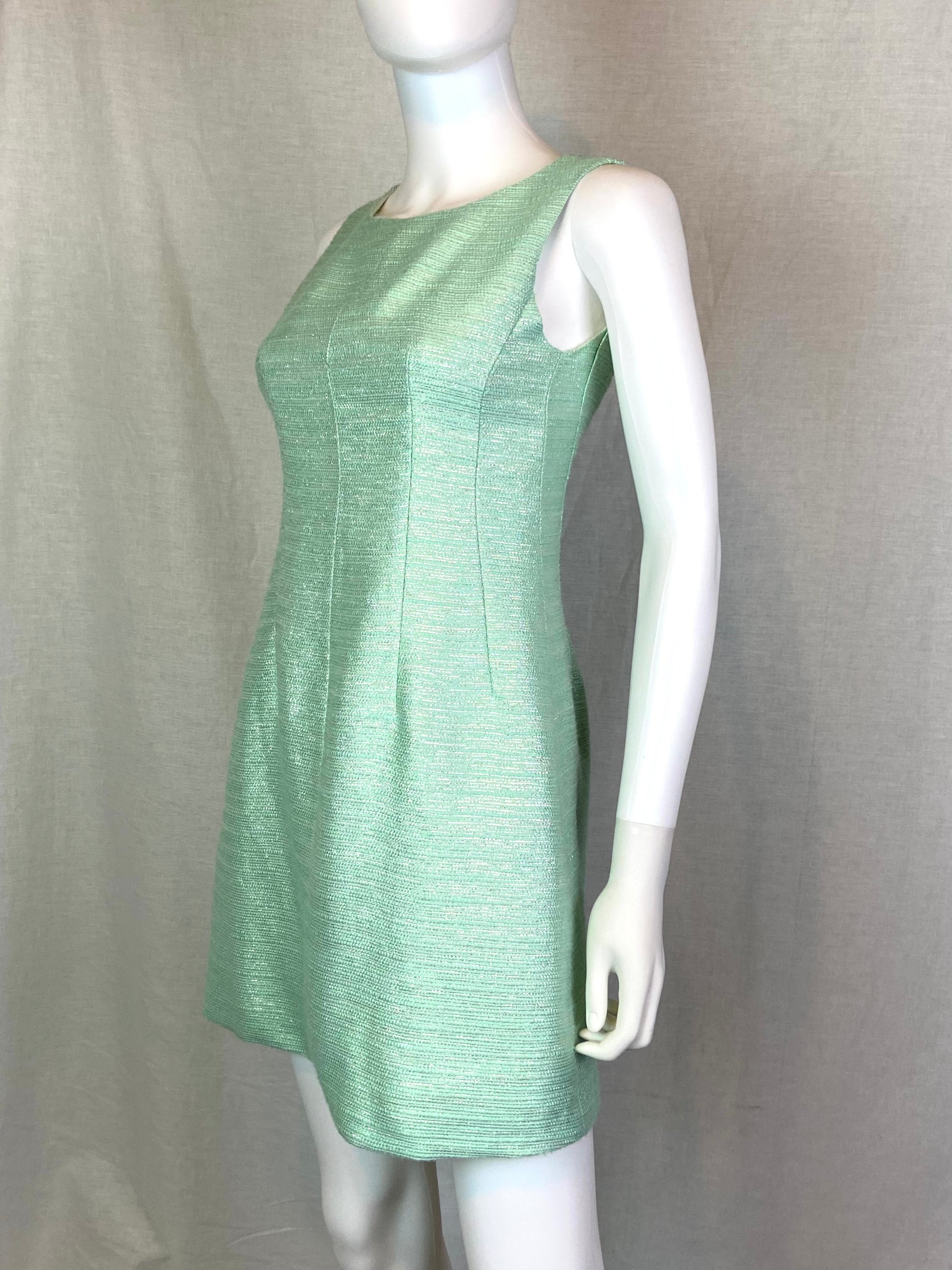 MIAMI Lime Green Metallic Shift Dress XXS ABBY ESSIE STUDIOS