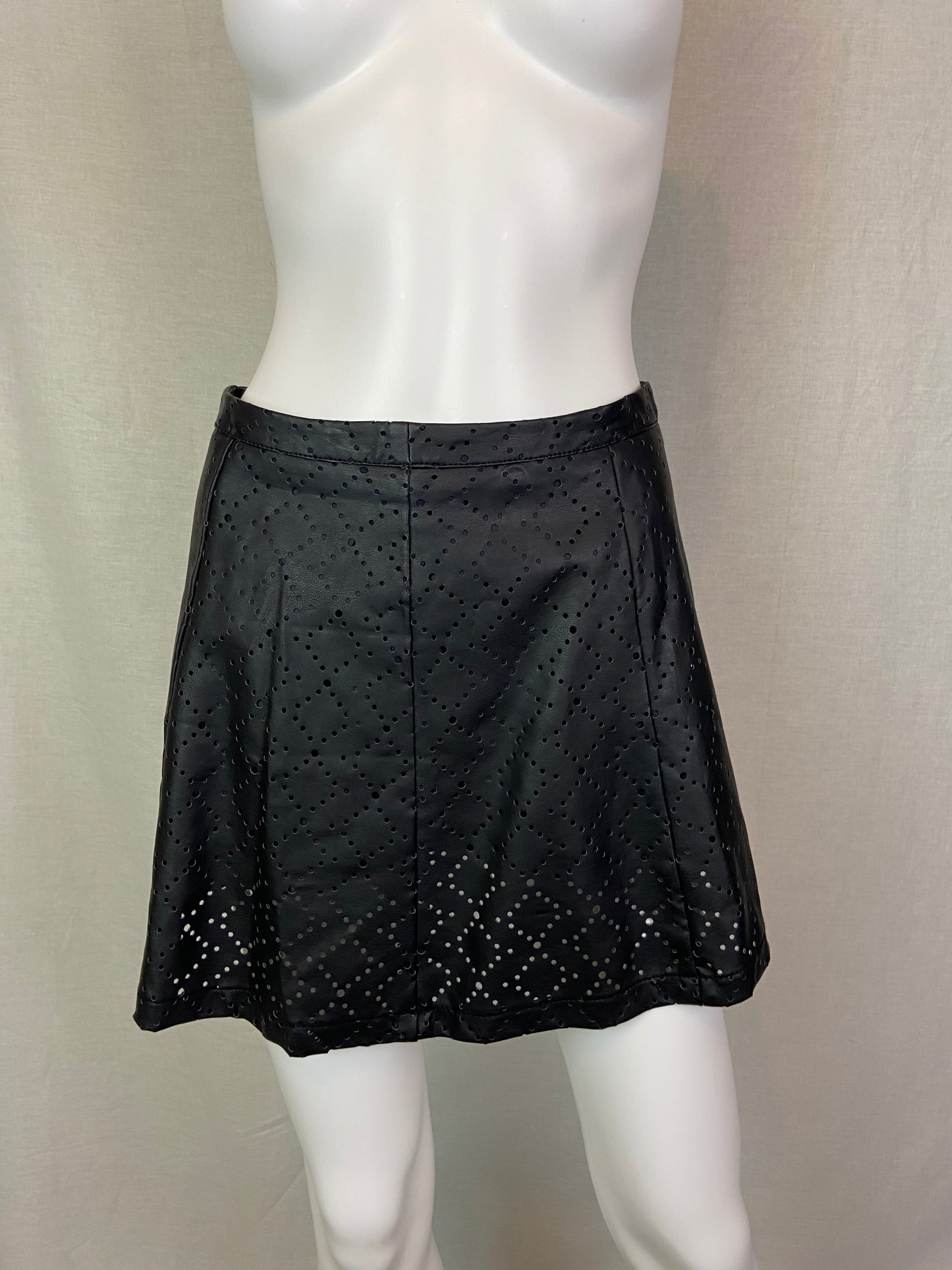 Black Faux Leather Mini Skirt JR 1/2