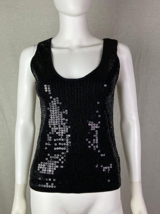 NY Collection Petites Black Sequin Tank Top ABBY ESSIE STUDIOS