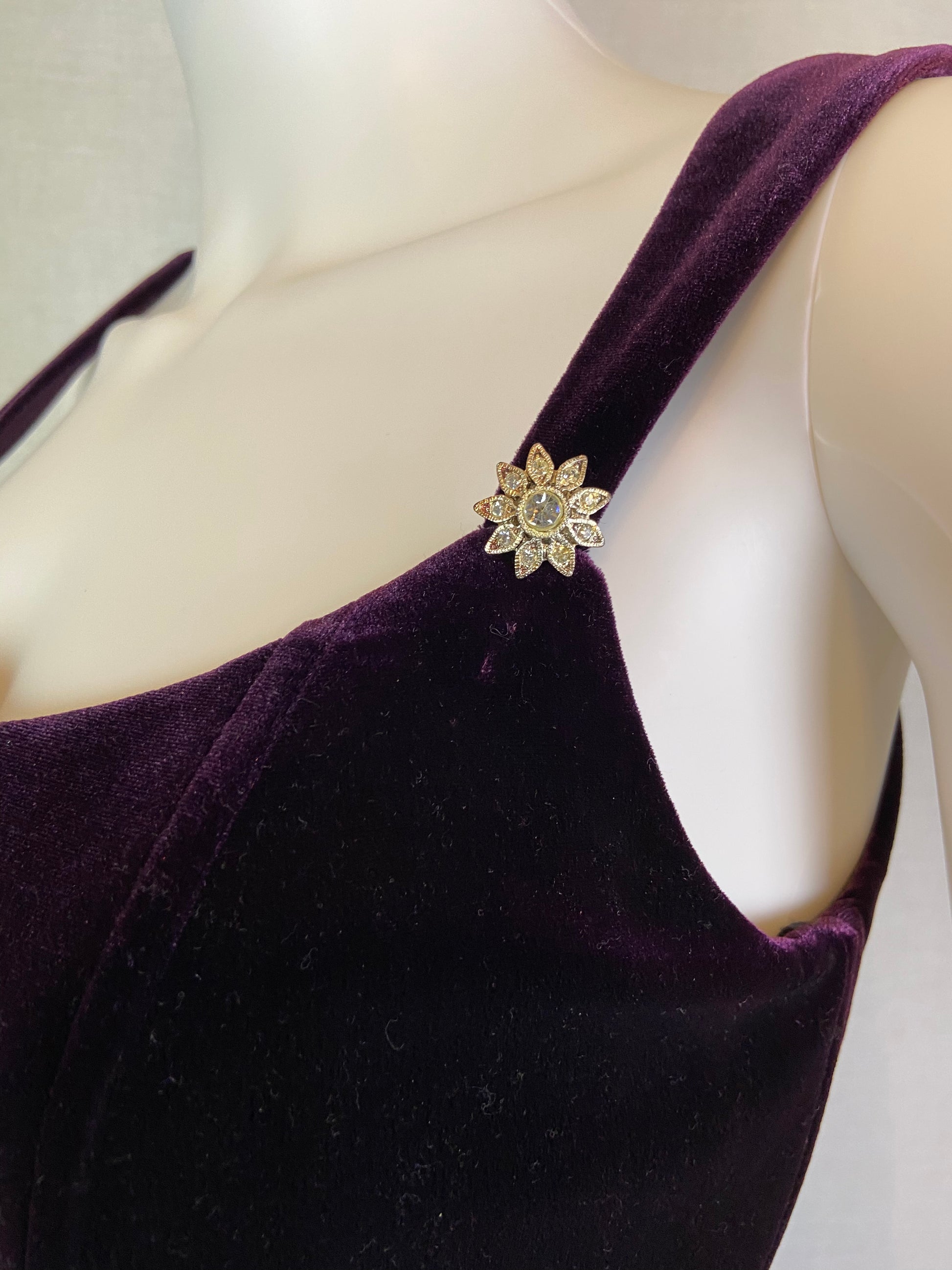 Michelangelo Purple Velvet Rhinestone Taffetta Victorian Gown ABBY ESSIE STUDIOS