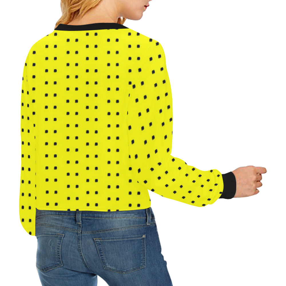 Polka Stripe Cropped Sweatshirt [Yellow] e-joyer