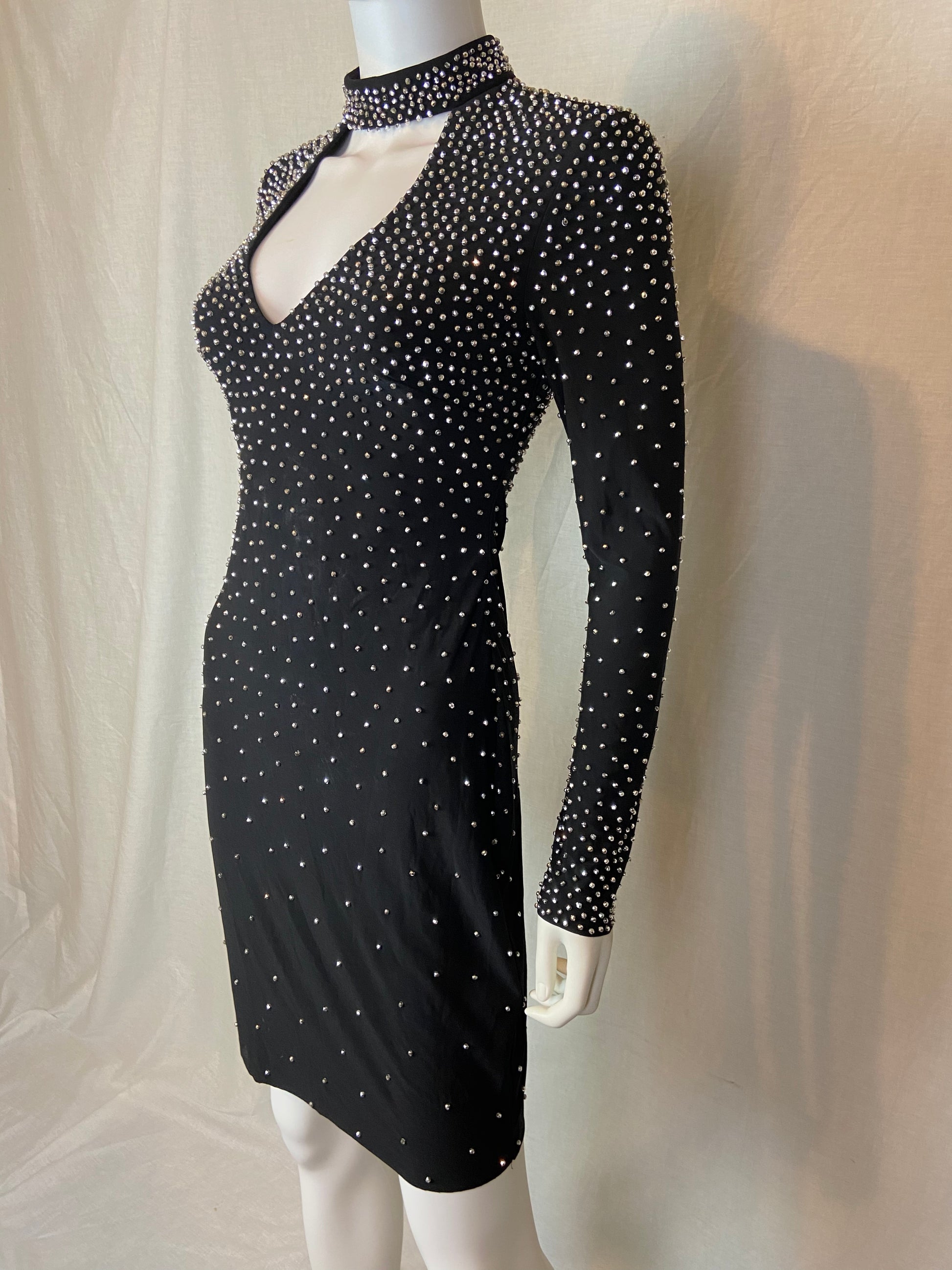 Studded Black Silver Goth Dress M ABBY ESSIE STUDIOS