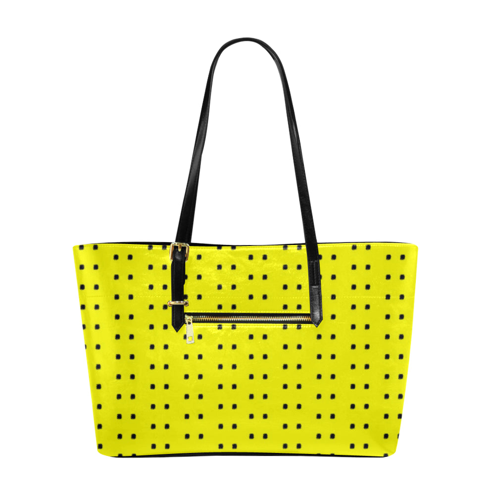 VIP Logo Polka Stripe Classic Leather Tote Bag e-joyer