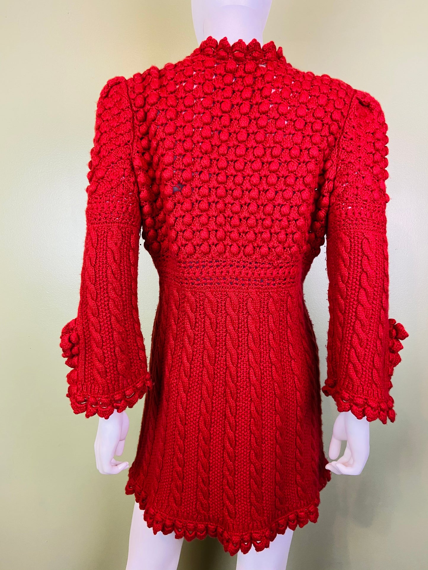 Oscar De La Renta Red Ornate Knit Sweater ABBY ESSIE Designer & Vintage
