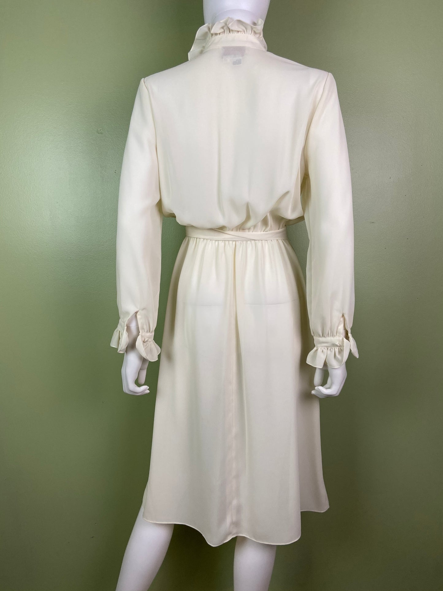 Vintage Astor One White Sheer Ruffle Pleated Fluid Disco Dress Abby Essie