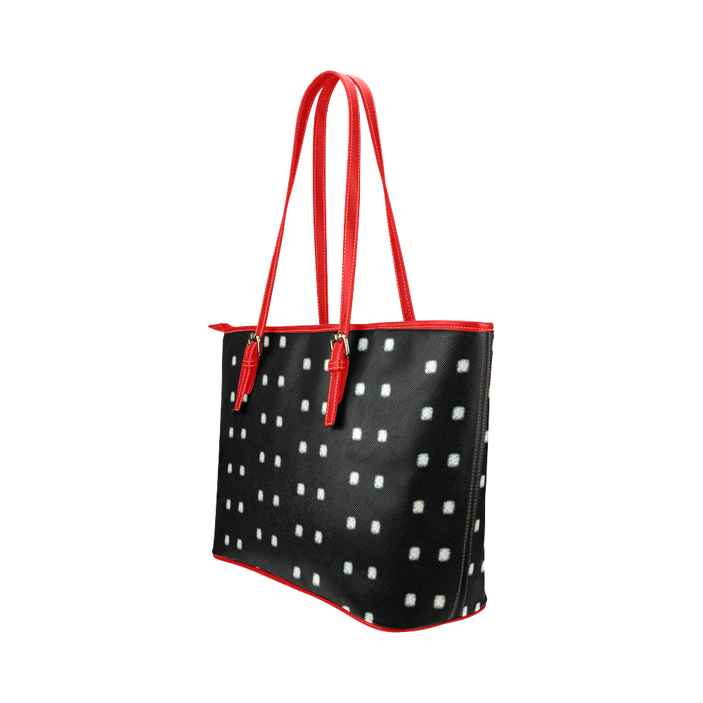 Polka Stripe Jane Leather Tote Bag /Small e-joyer