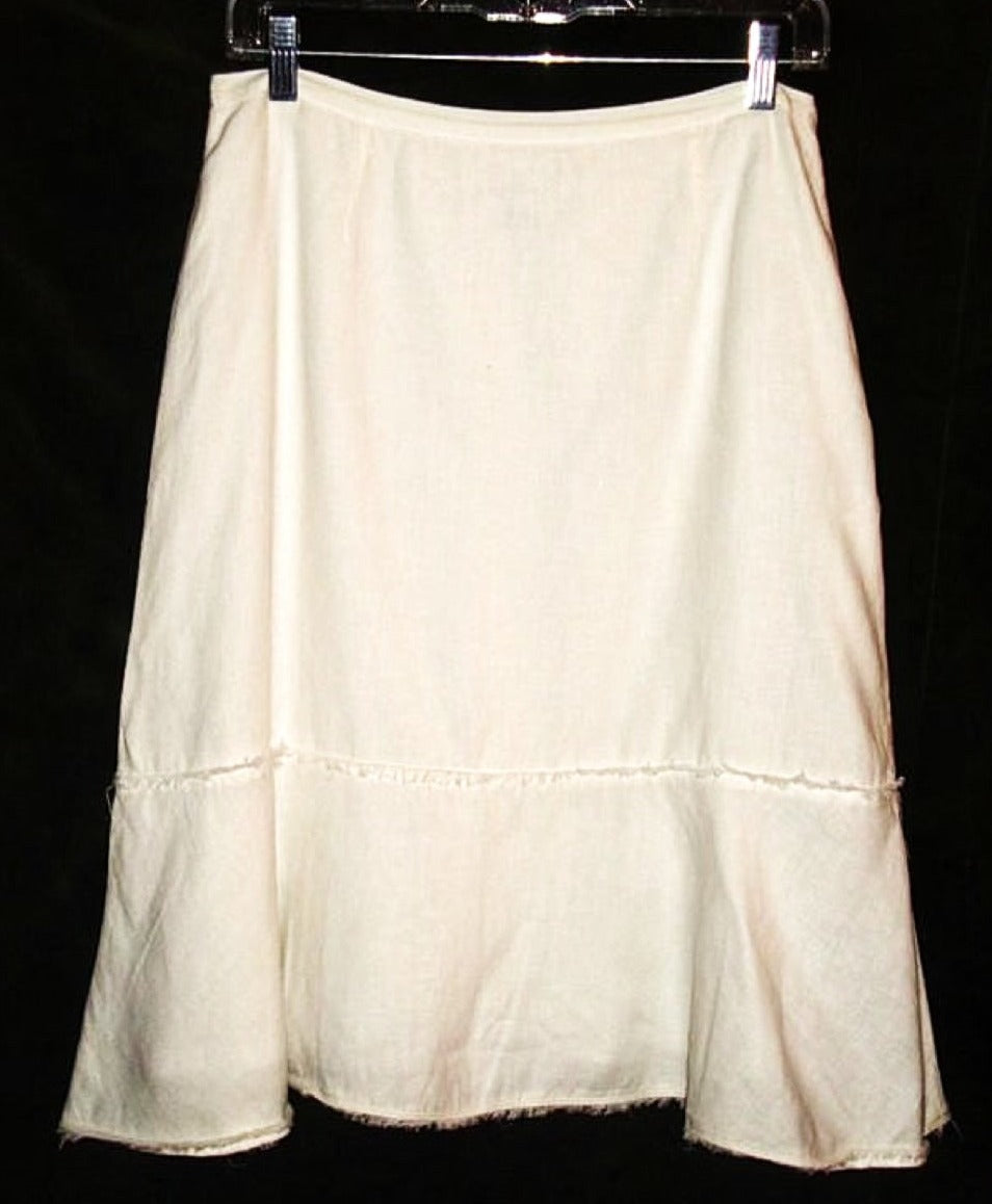 Harold’s White Linen Skirt W/ Deconstructed Hem Size 6 Small Abby Essie