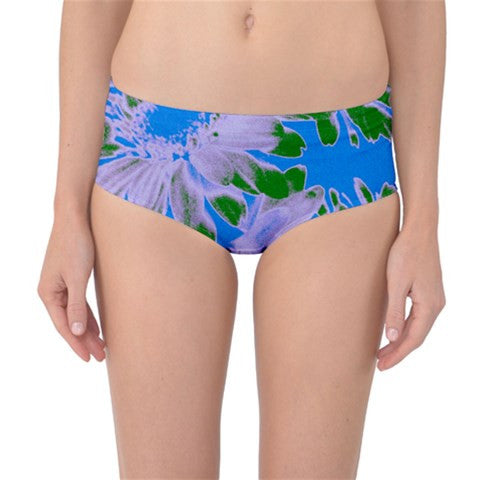 Suga Lane Floral Delights Retro Vintage Blue Green Mid Waist Bikini Bottoms ABBY ESSIE