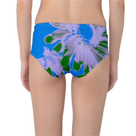 Suga Lane Floral Delights Retro Vintage Blue Green Mid Waist Bikini Bottoms