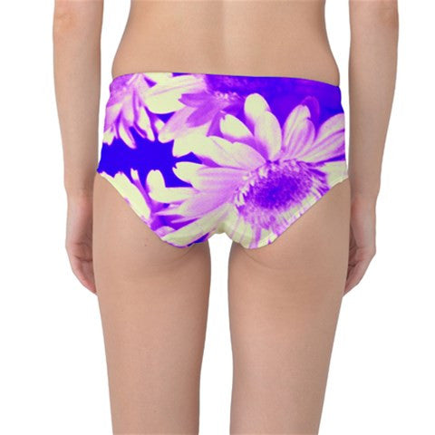 Suga Lane Floral Delights Blue Purple Violet White Mid Waist Bikini Bottoms ABBY ESSIE