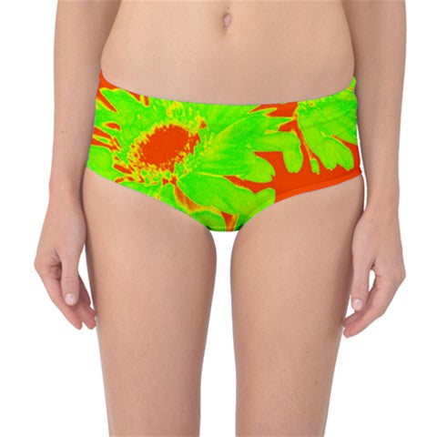 Suga Lane Floral Delights Lime Green Orange Mid Waist Bikini Bottoms ABBY ESSIE