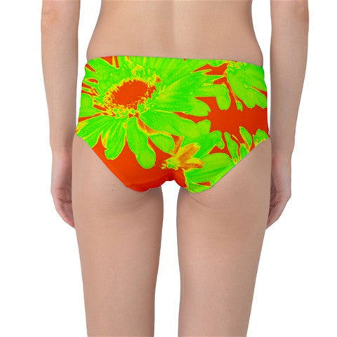 Suga Lane Floral Delights Lime Green Orange Mid Waist Bikini Bottoms ABBY ESSIE