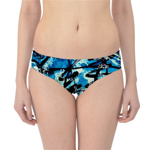 Suga Lane Freedom Abstract Blue Black Hipster Bikini Bottoms ABBY ESSIE