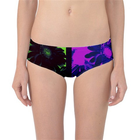 Suga Lane Floral Deviant Black Purple Classic Bikini Swim Bottoms ABBY ESSIE