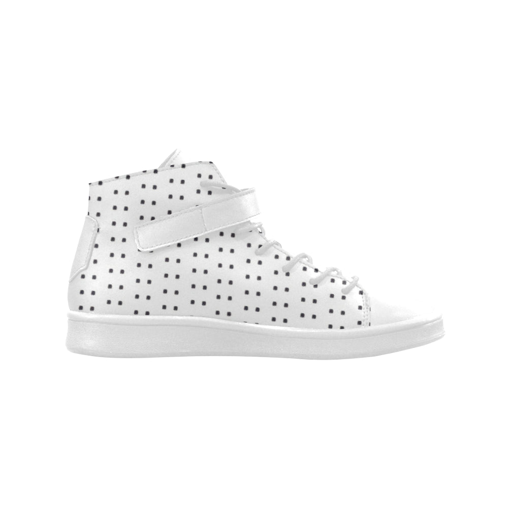 Polka Stripe Leather High Top Shoes e-joyer