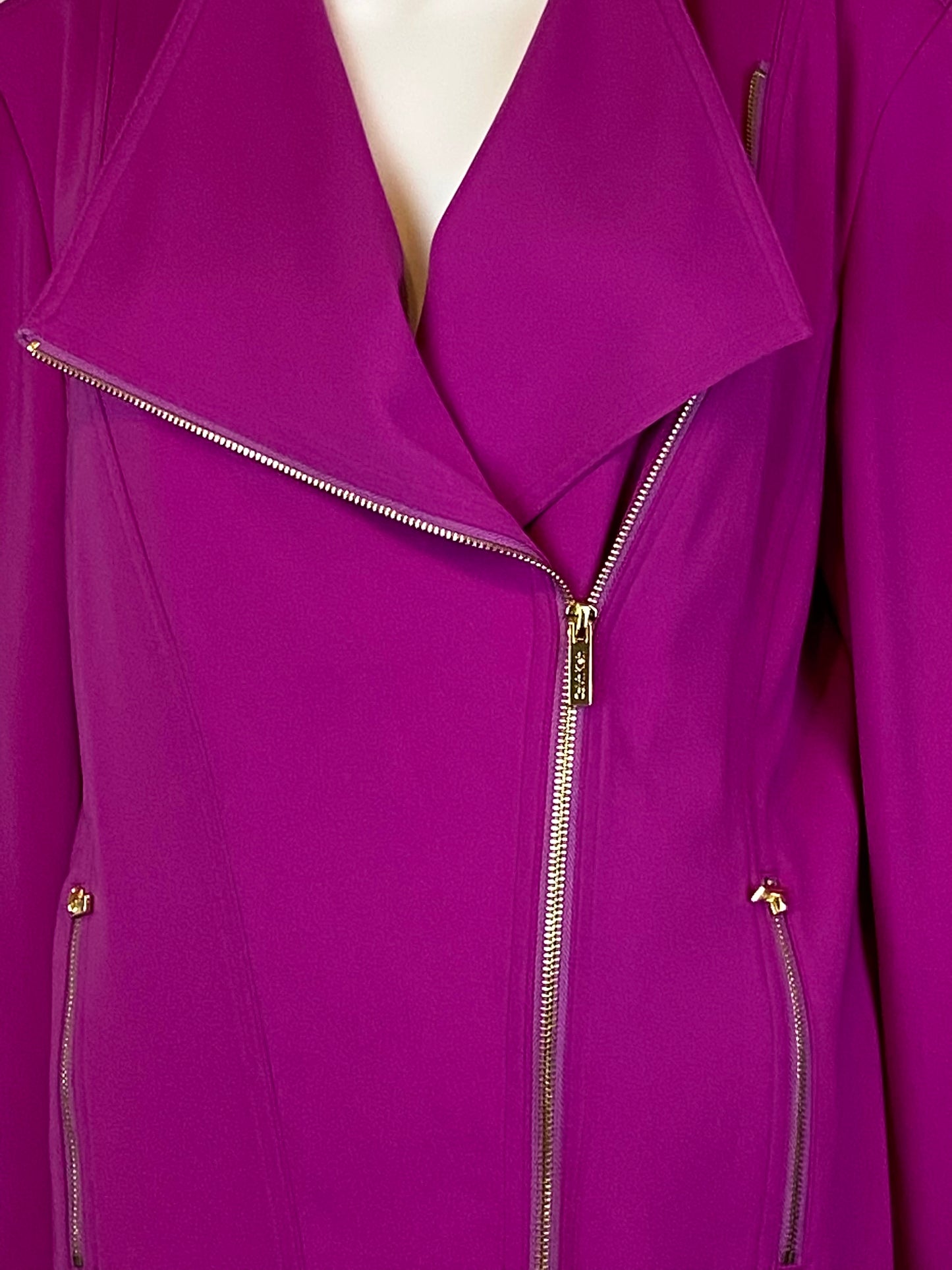 Calvin Klein Pink Violet Asymetrical Zipper Blazer