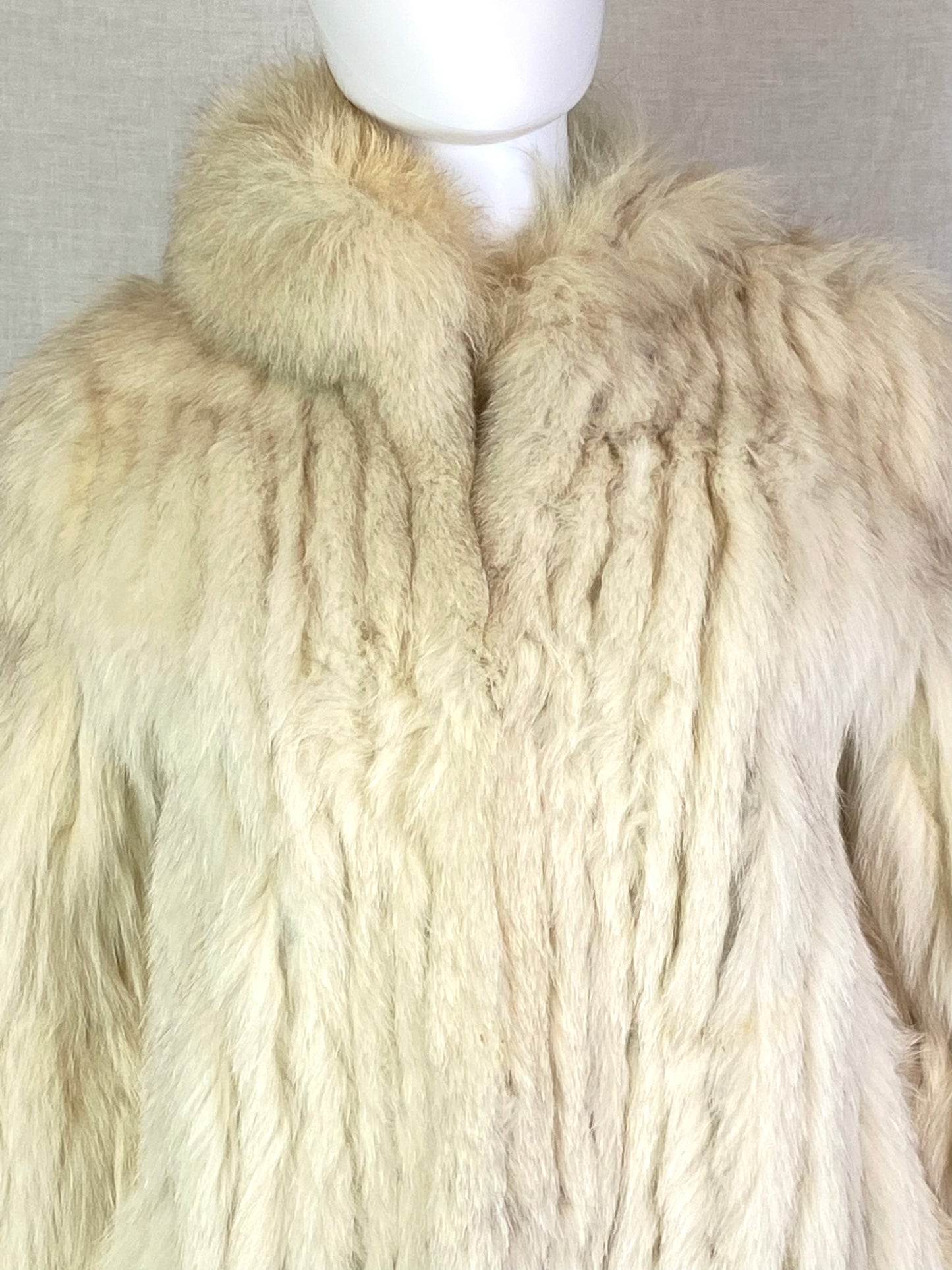 Vintage Cream White Gray FOX Fur Coat ABBY ESSIE STUDIOS