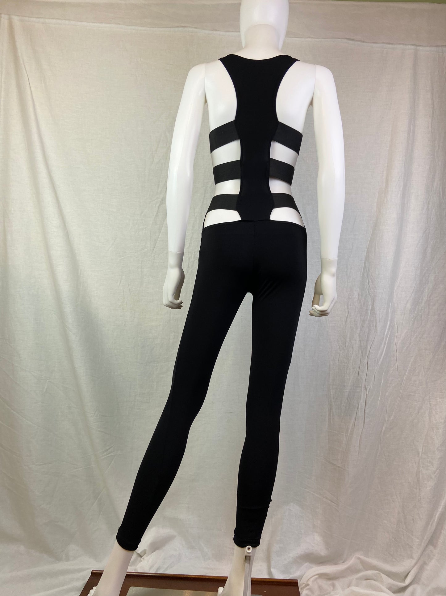 Black Stretch Cutout Back & Sides Jumpsuit