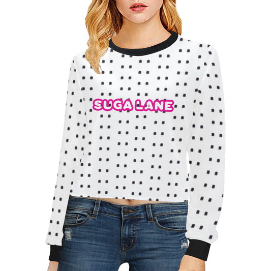 Polka Stripe Cropped Sweatshirt [Pink Logo] e-joyer