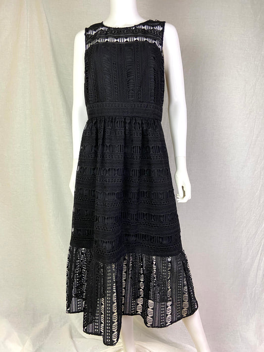 Nicole Miller Black Lace Woven Dress NWT ABBY ESSIE STUDIOS
