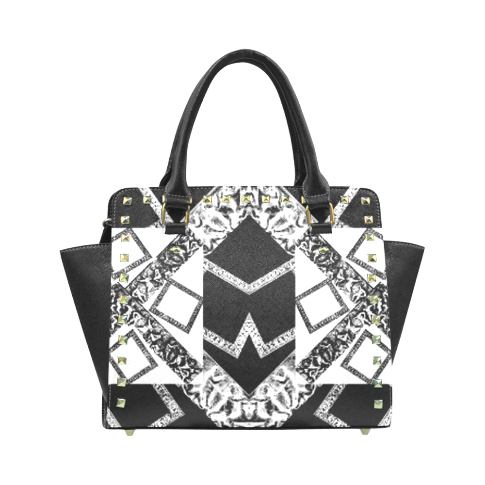 black white premium vip logo 5120x2565 1.2 mb repe Rivet Shoulder Handbag (Model 1645) e-joyer