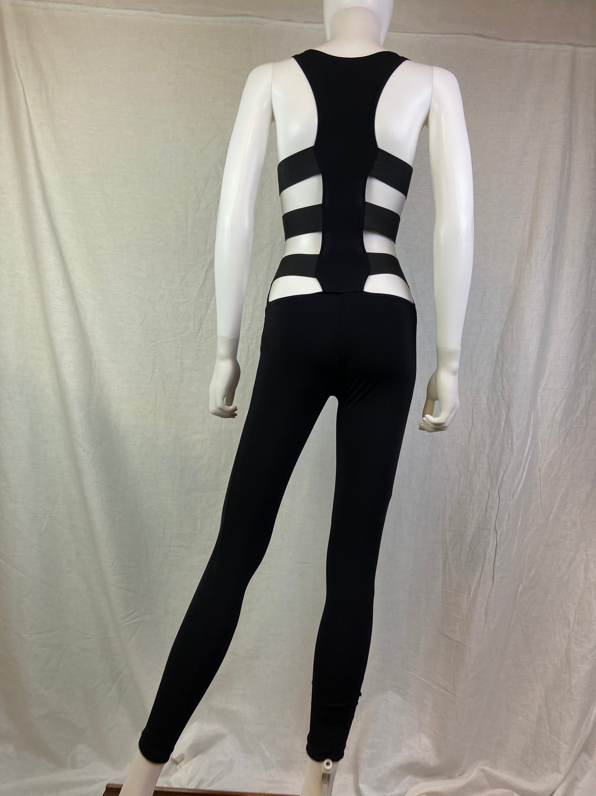 Black Stretch Cutout Back & Sides Jumpsuit ABBY ESSIE STUDIOS