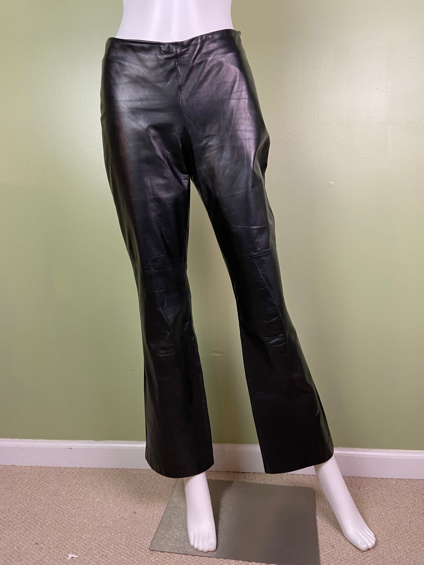 Black Leather Boot Cut Rock Star Pants