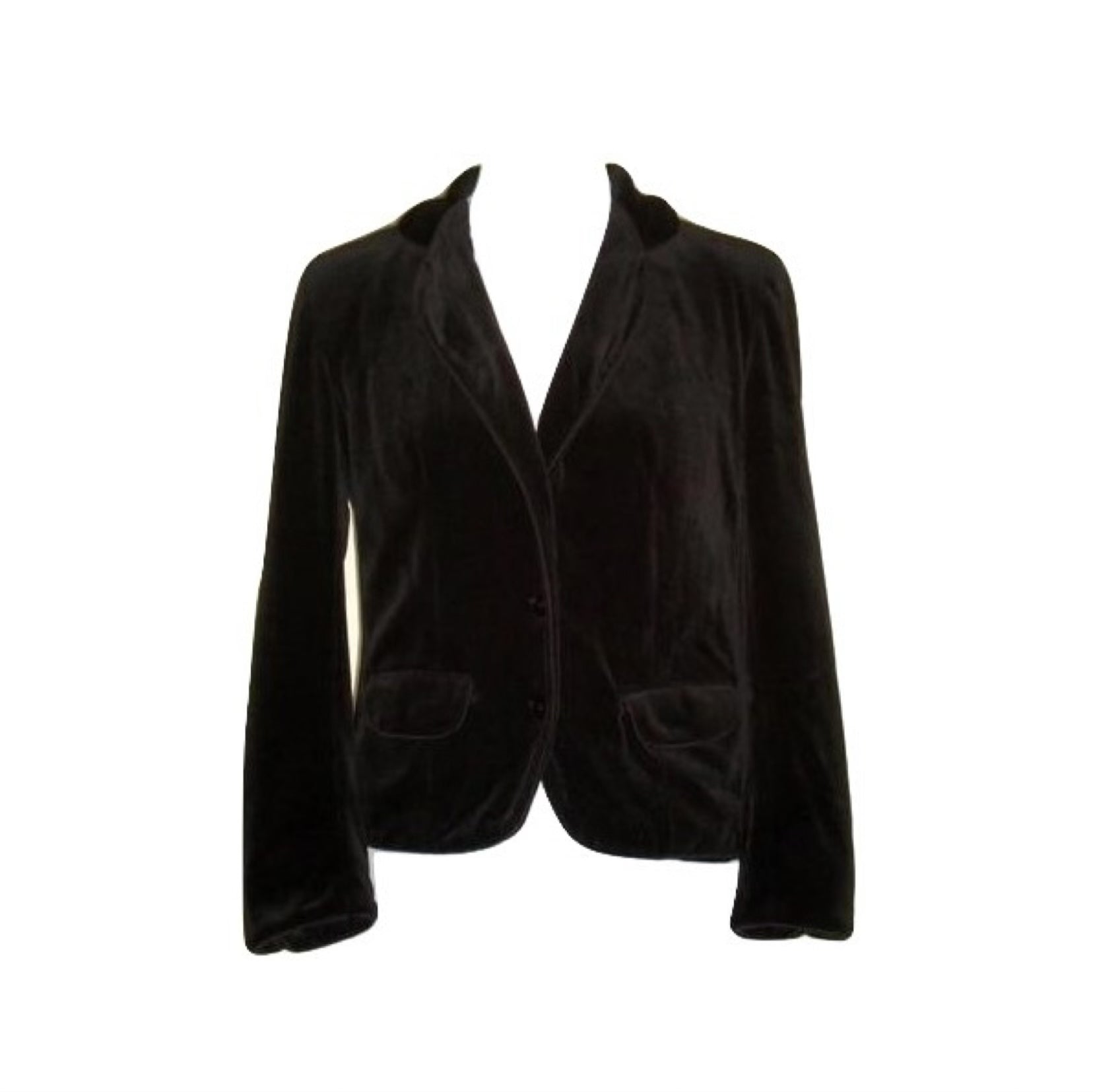 Vintage PETITES BY BUTTE Black Velvet Blazer W/ Cord Trim, Buttons Abby Essie