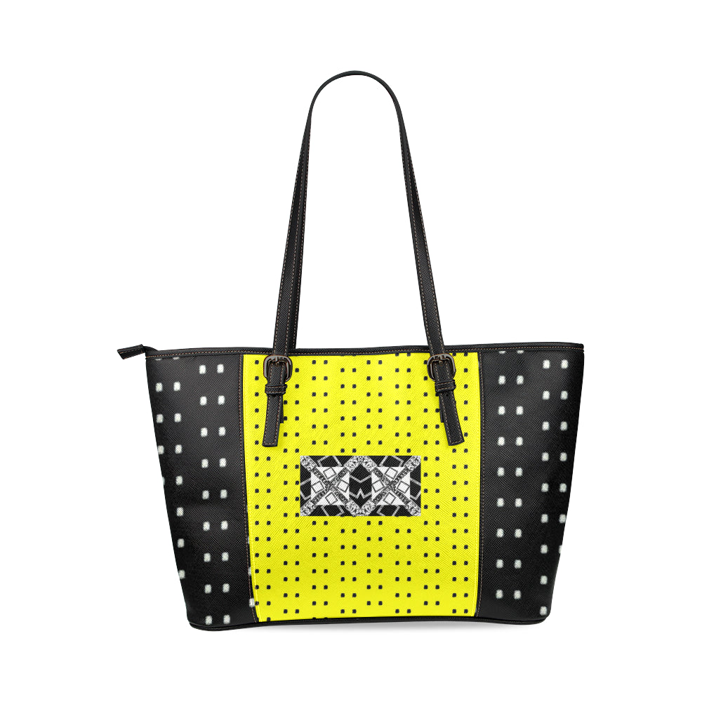 Logo Polka Stripe Alba Leather Tote Bag e-joyer