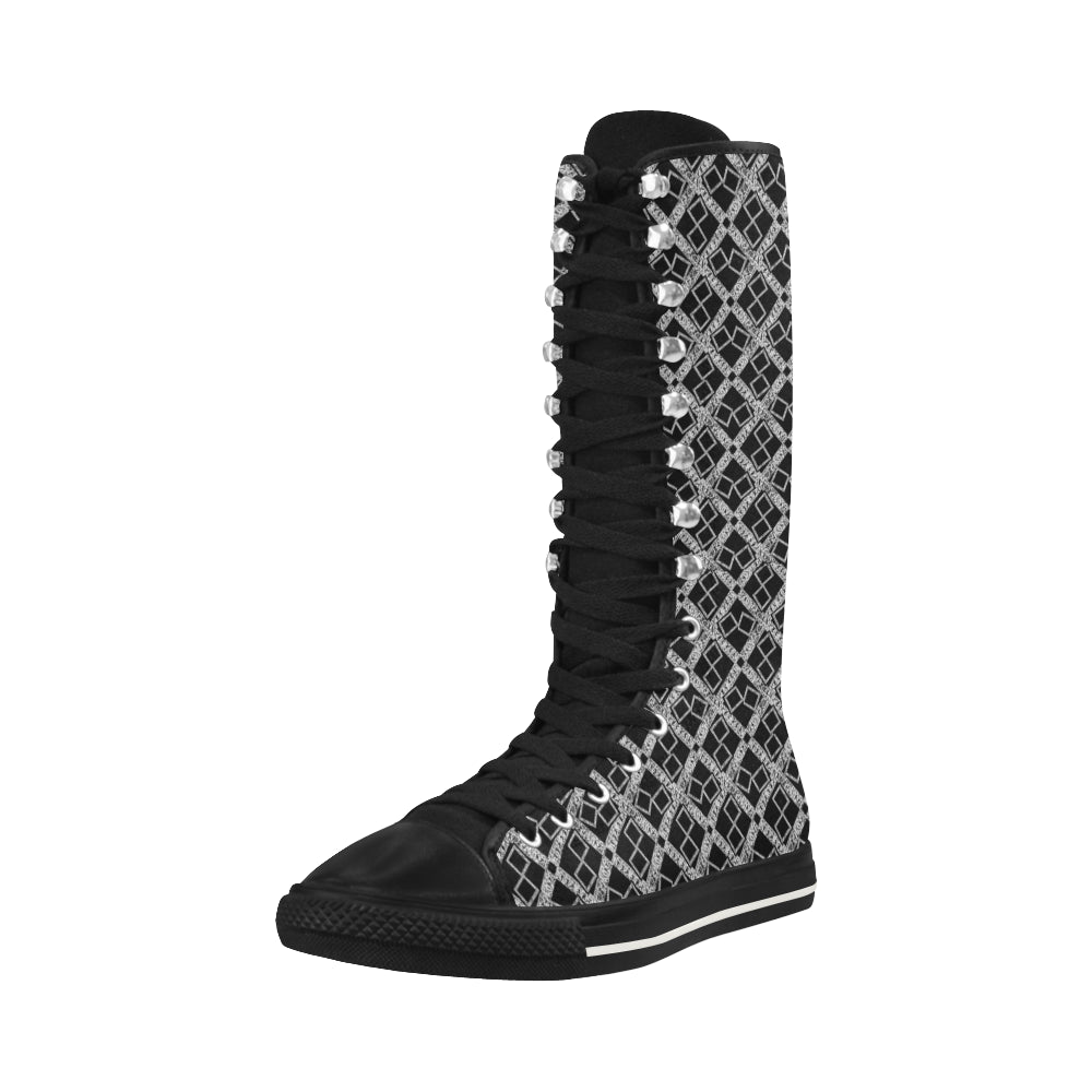 silver black logo xtra large panel 3.6 mb Canvas Long Boots For Women Model 7013H e-joyer
