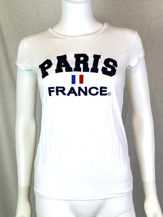 Distressed White PARIS FRANCE Flag Tee ABBY ESSIE STUDIOS