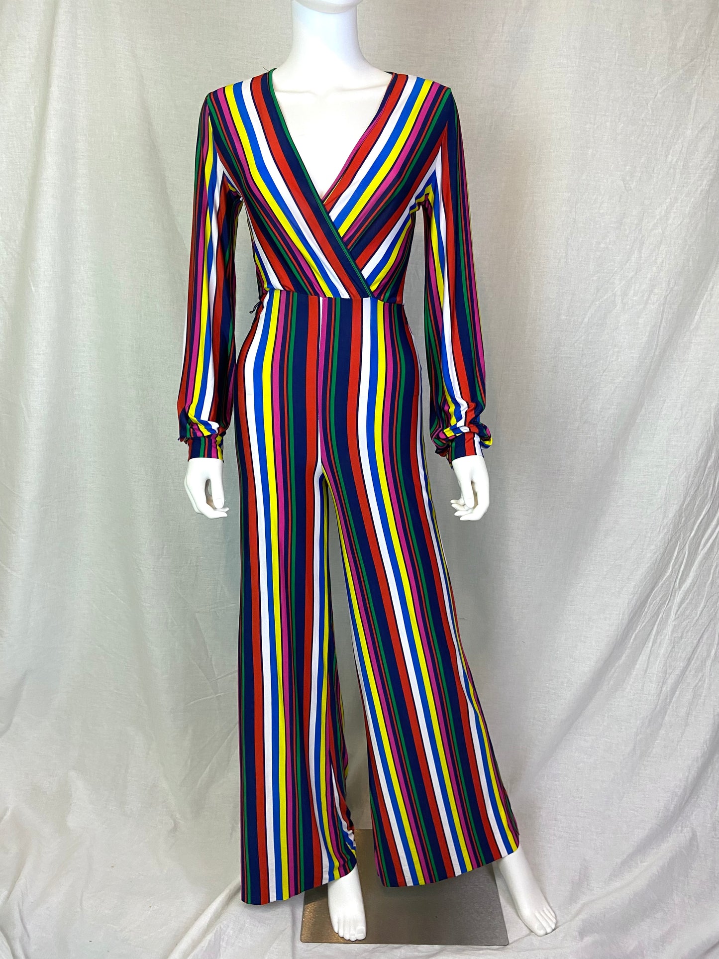 Rainbow Striped Jumpsuit Psntsuit Small ABBY ESSIE STUDIOS