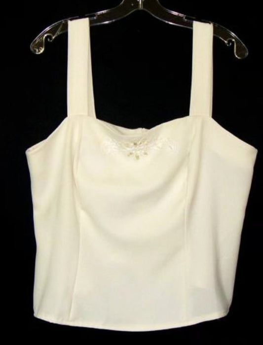 Cream White Beaded Cocktail Dressy Formal Tank 14 Large Abby Essie