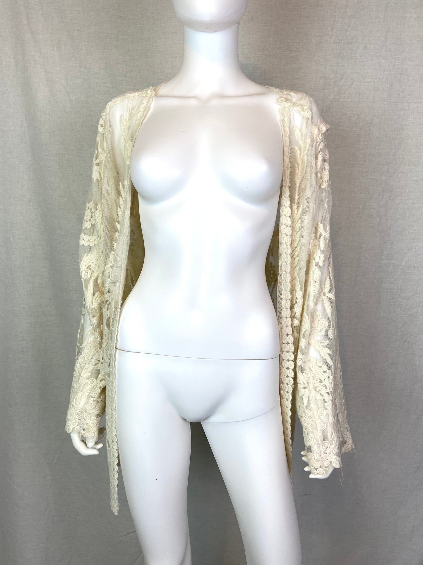Cream White Lace Victorian Jacket Coverlet 1X