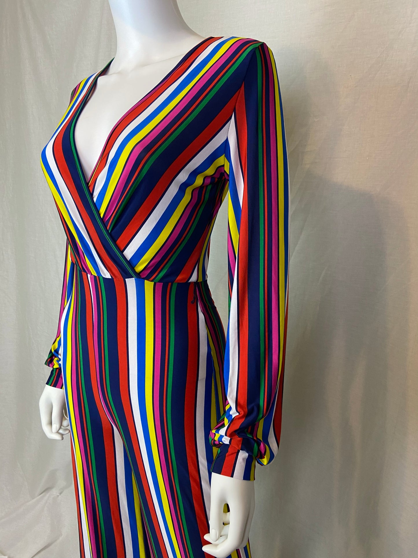 Rainbow Striped Jumpsuit Psntsuit Small ABBY ESSIE STUDIOS